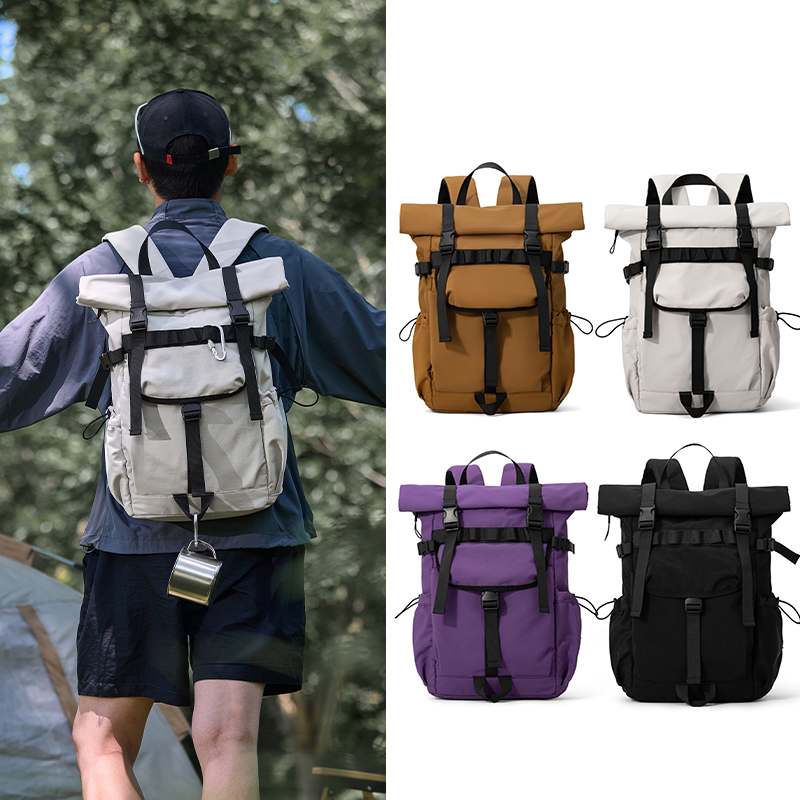 New Men's Roll Mouth Expandabl - Canvas Backpack Casual ulasan dan harga
