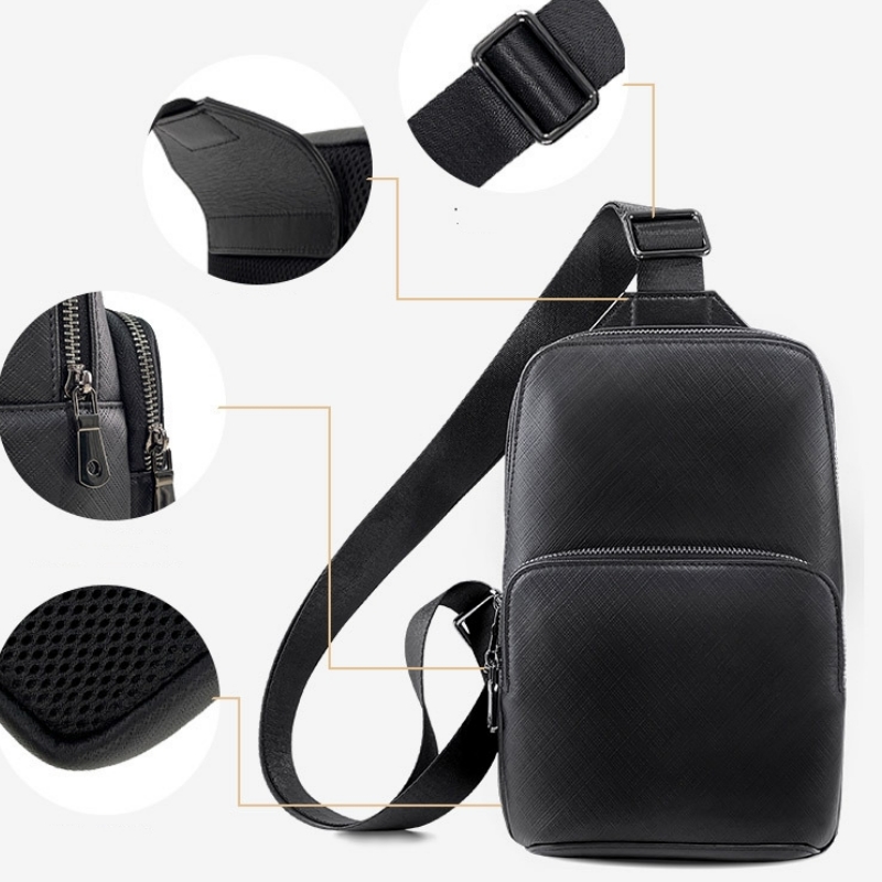 Fashion Design Black Men's Sli - Leather Backpack Vintage ulasan dan harga